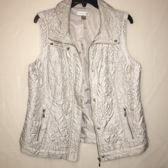 Christopher & Banks Jackets & Blazers - Christopher & Banks Quilted Silver Vest Large